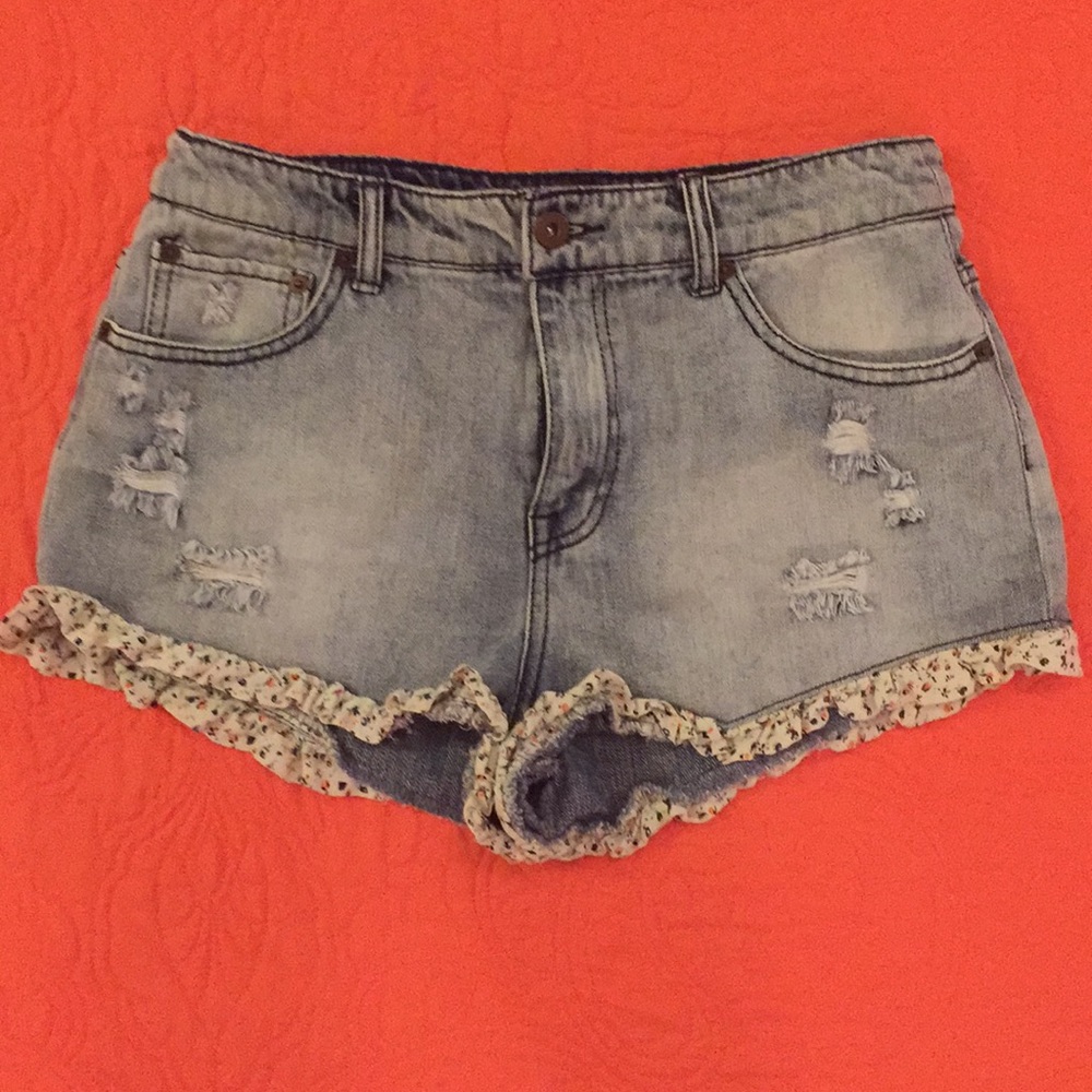 Forever 21 Premium Denim Shorts with flower detail